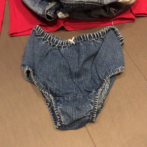 Girls denim overall dress and turtleneck outfit - Picture 3 of 5